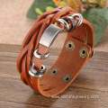 Handmade Leather Wrap Bracelet For Men With Metal Charms